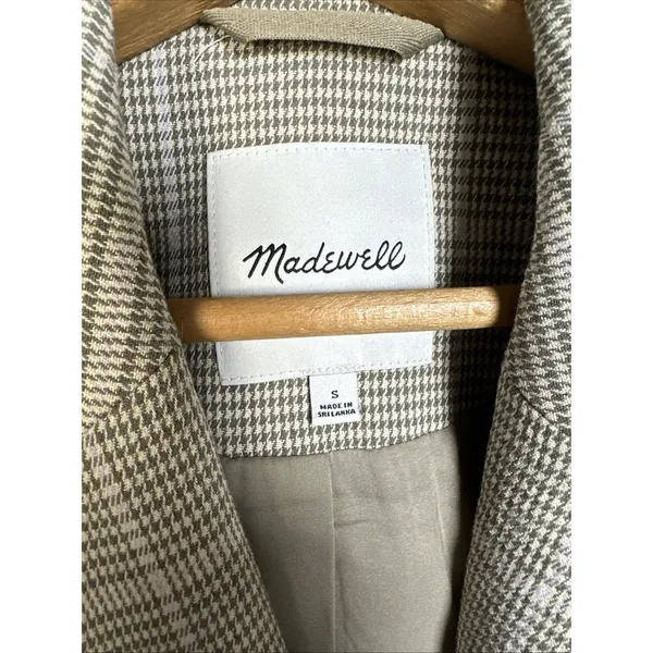 Madewell Womens Small Plaid Double Breasted Blazer Jacket Beige Neutral Academia - Image 2