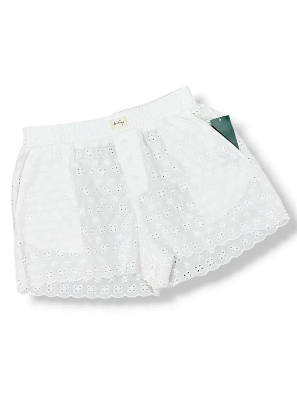 Wild Fable Eyelet Scallop Hem Boxer Shorts White XS‎ Cottagecore Elastic Pull On - Image 13