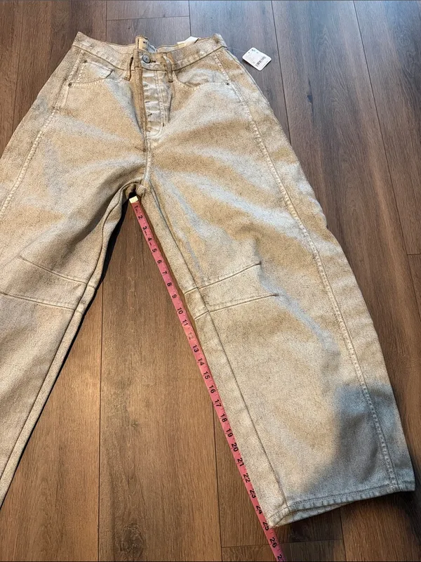 Free People Good Luck Coated Barrel Jeans- size 29 - Image 8