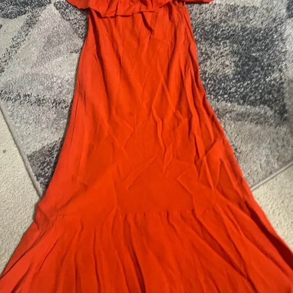 Veronica Beard Oleta Off‎ Shoulder Orange Midi Dress Size 4 Flamenco - Image 11