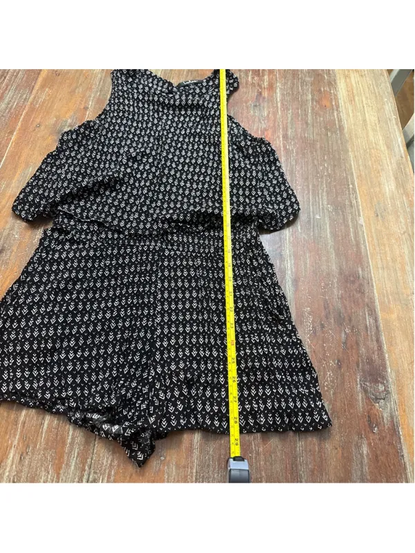 Lulus Black & White Geometric Tribal Print Halter Romper - Size Large Boho - Image 12