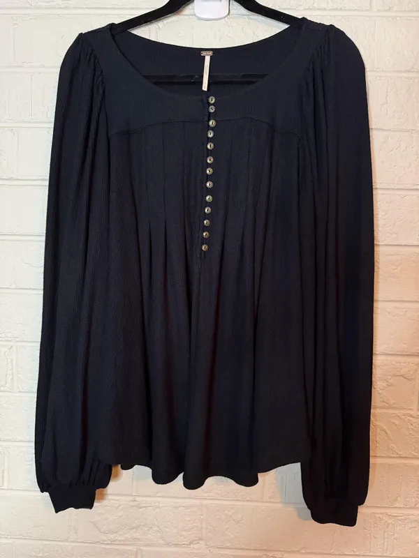 Free People Black Cotton Blend Long Sleeve Ladies Top Size S ✨ - Image 10