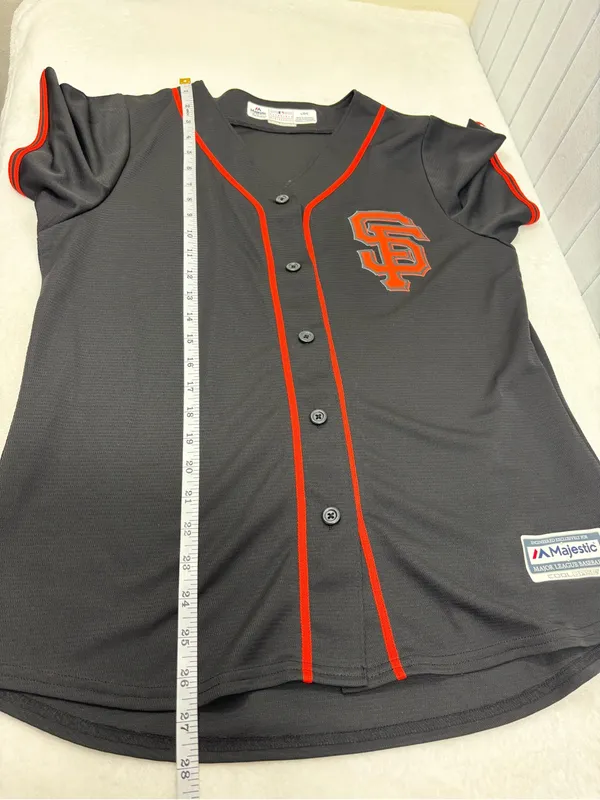 Majestic Black & Orange San Francisco Giants Button-Front Jersey Baseball L - Image 7