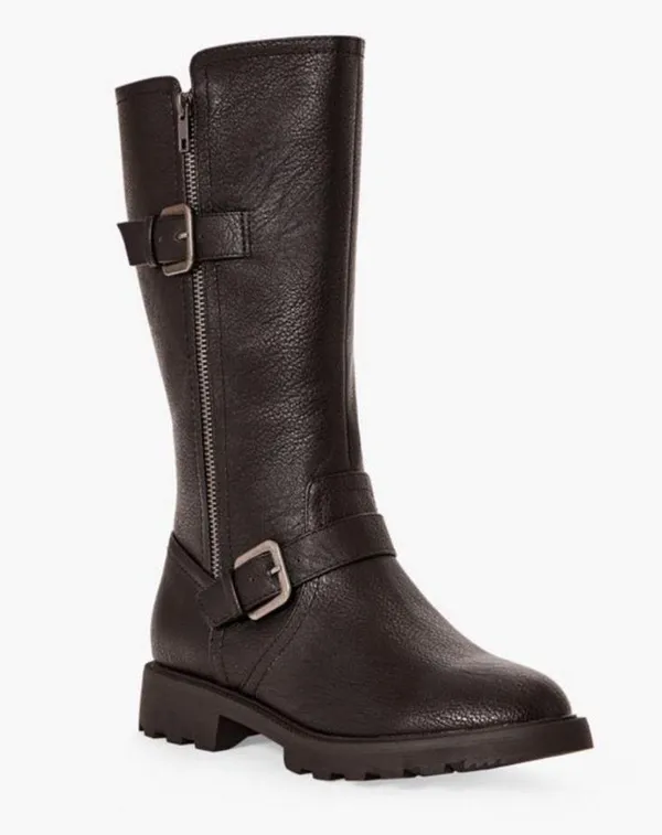 JUSTFAB Breyona Buckled Flat Boot Size 8 Product Description New! Padded insole for extra comfort Material: Faux Leather Heel Height: 1.25" Shaft Height (based on size 8): 10.7" Measurements will vary slightly Imported - Image 3