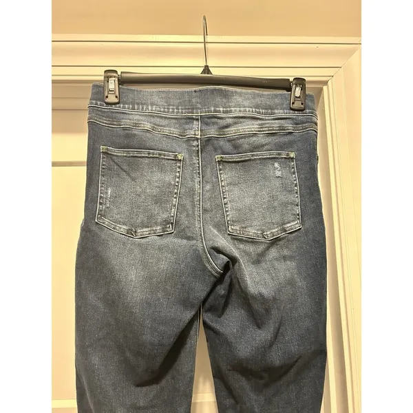 SPANX Size Large Dark Wash Skinny Pull-on Jeans Denim Shapewear Tummy Control - Image 6