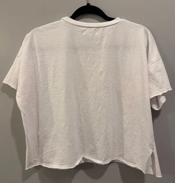 Stewart Simmons University of Georgia Bulldogs Logo Cropped Rolled Hem Tee White - Image 2