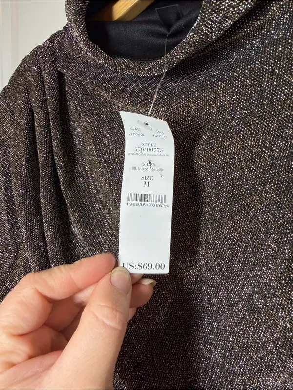 White House Black Market Forme Stretch Metallic Long Sleeve Tee - Image 5