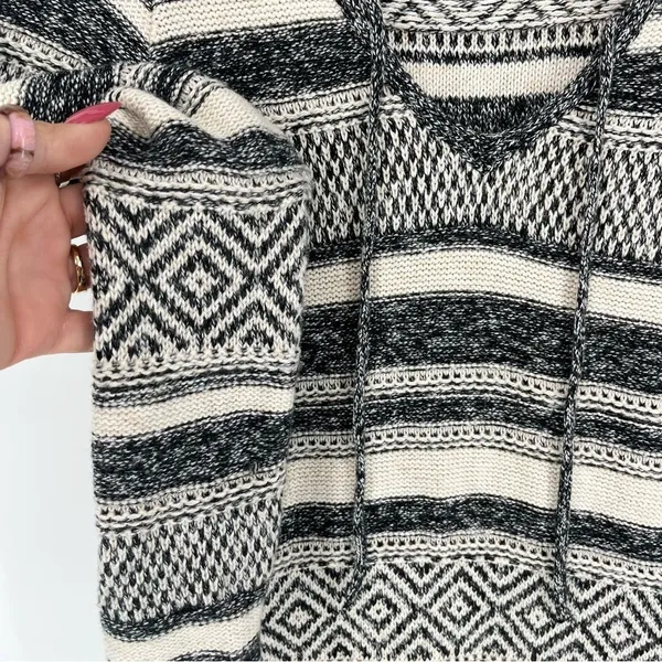 Hollister Long Sleeve Sweater Dress S Black White Fair Isle Boho Cabincore Fall - Image 4