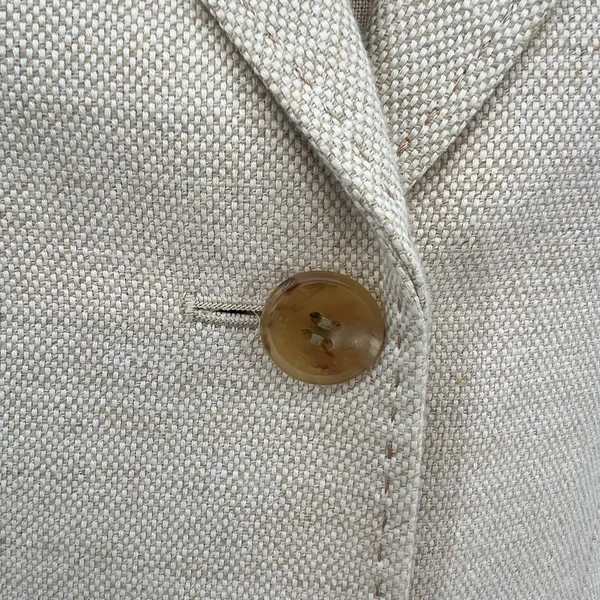 Burberry‎ London Suit Blazer Linen Blend Tan Cream Beige Size 38 US 4 - Image 4
