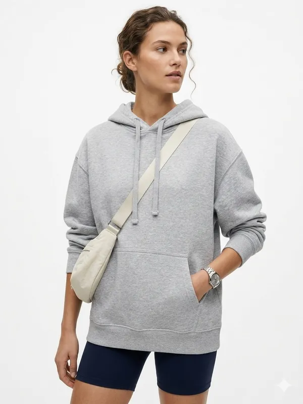 Essential Sport Chic Oversized Hoodie in Heather Gray-S - Image 4