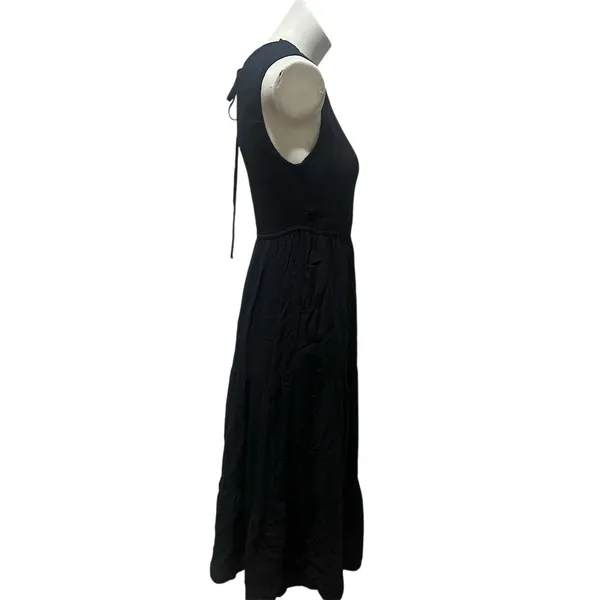 ZESICA Maxi Dress Womens Size L Black Sleeveless High Neck Tie-Back Long - Image 3