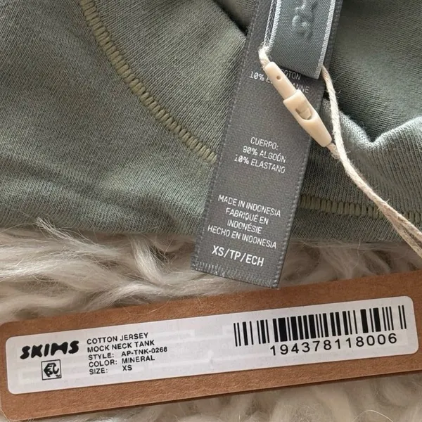 Skims Cotton Jersey Mock Neck Tank Mineral Size XS - Image 6