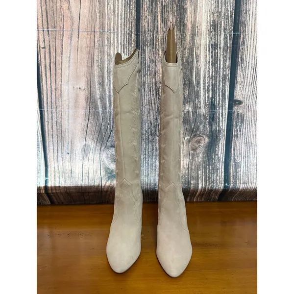 Marc Fisher Women's Taupe Knee High Western‎ Boots Size 7 - Image 6
