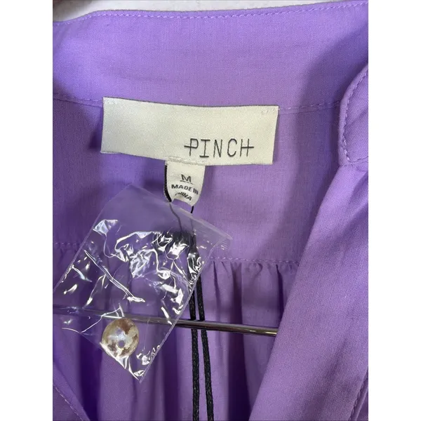 Pinch Mini Dress Womens Med Purple Pleated Puff Sleeve Boho Preppy smocked NWT - Image 11