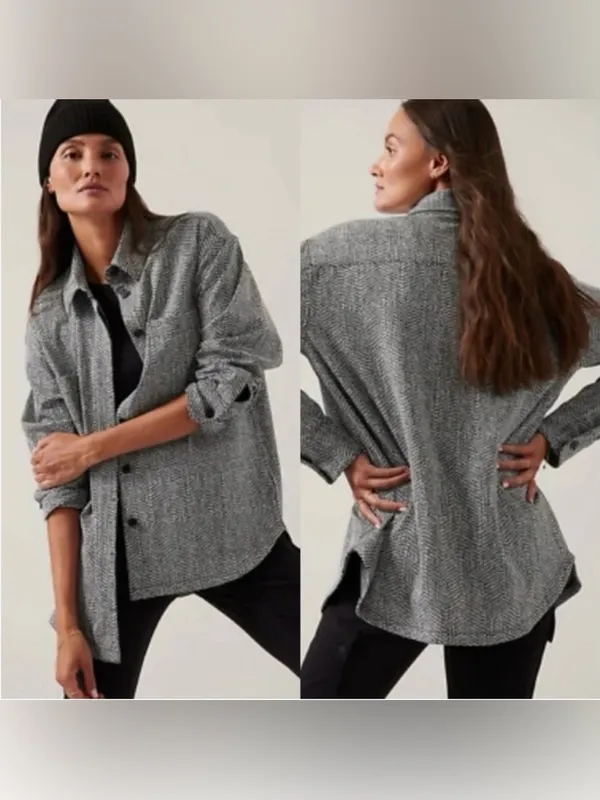 Athleta‎ Women Large Braiden Textured Shirt Jacket Shacket Granolachic Normcore - Image 2