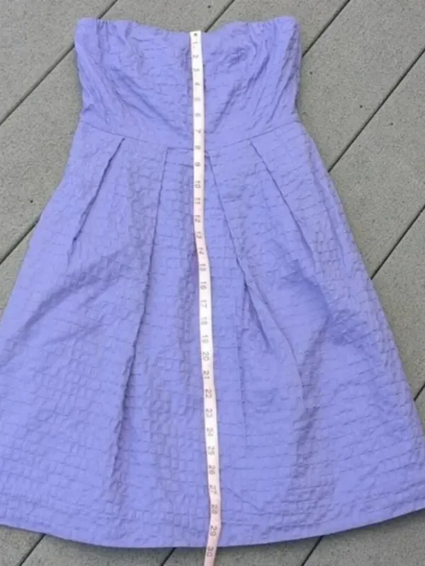 J. Crew Purple Crinkle Pattern Strapless Dress with Pockets - Image 12