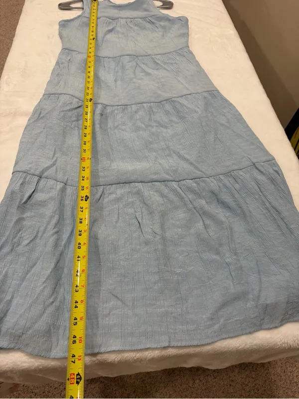 Light Blue Tiered Midi Sleeveless Dress - Size Small - Image 5