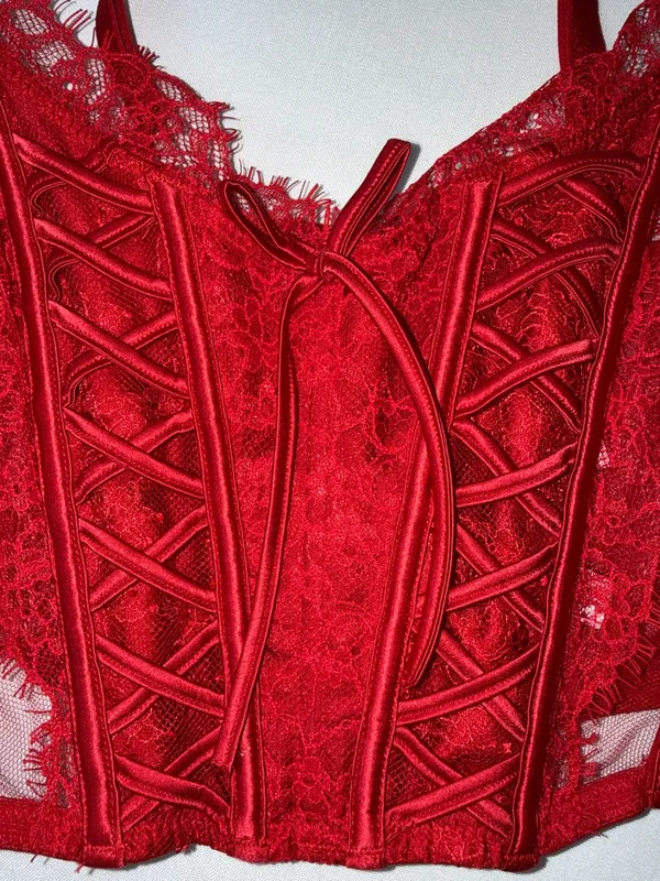 VICTORIA’S SECRET Dream Angels Red Lace Corset Top Size Small EUC - Image 6