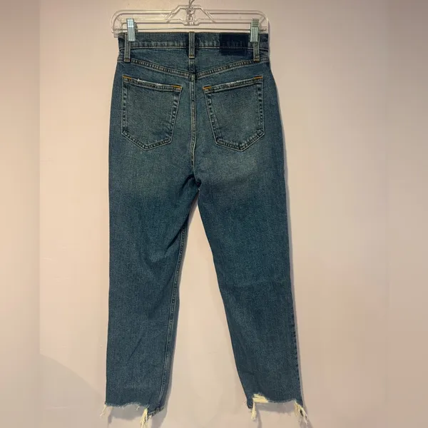 Abercrombie and Fitch the ankle straight high rise ripped knee curve‎ love jeans - Image 3