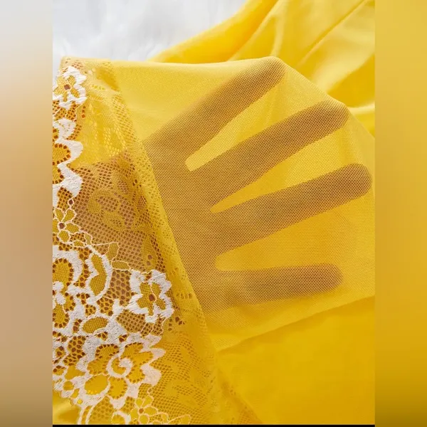 NWT New Fashion Yellow Lace Nightgown Slip Dress Size S - Image 7
