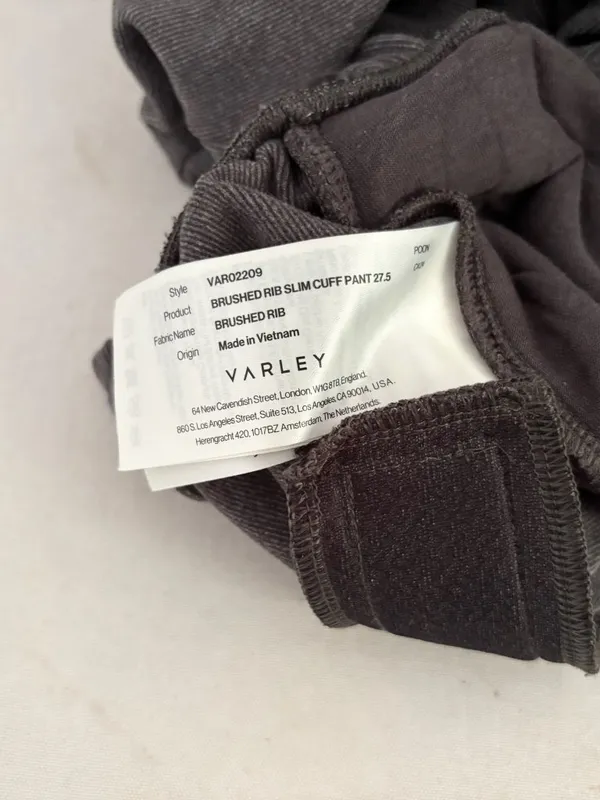 Varley Brushed Rib Slim Cuff Pant 27.5" in Black Marl - Image 6