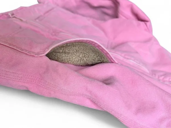 VTG Carhartt Women's RARE Pink Sherpa Lined WIP Work Jacket Size M WJ022 PKR - Image 6