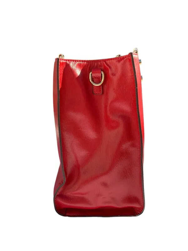 Antonio Melani Red Structured Faux Leather‎ Tote Handbag Top Handle Shoulder Bag - Image 6
