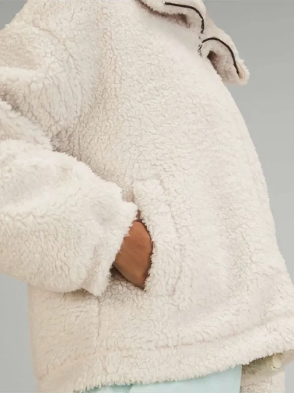 Lululemon Cinchable Fleece Zip Up Jacket in White Opal Size 4 - Image 6