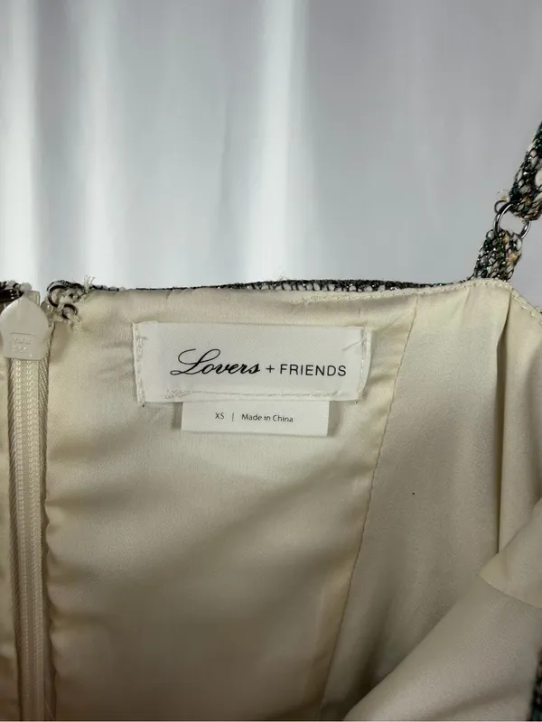 Lovers + Friends Tweed Aubrey Ruffle Hem Mini‎ Dress in Metallic Green Size XS - Image 6