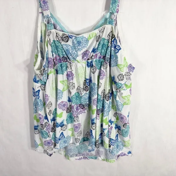 Avon Plus Size 3X‎ Sleep Tank Top Blue White Lace Butterflies Stretch 140 - Image 6