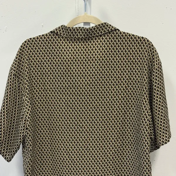 Peppermayo Geometric Diamond Print 2 Piece Set Shirt Wide Leg Pants Brown US 4 - Image 5