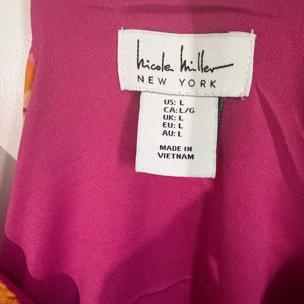 Nicole Miller New York Floral Maxi Dress Pink Racerback NWT Size L - Image 2