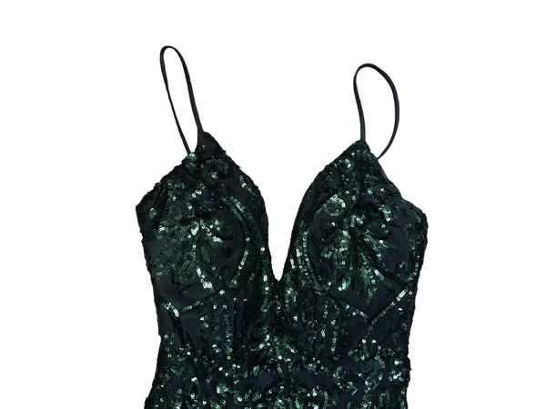 Viviana Formal Sequin Mermaid Dress black and green size small - Image 5