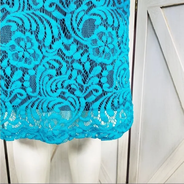 Eva Mendes‎ New York & Co. Lace Sheath Bodycon Dress Teal Black 2 Party Cocktail - Image 6