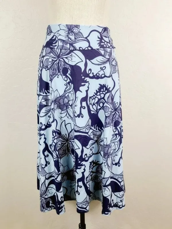 Patagonia Blue Black Floral Print Stretchy W's Morning Glory Skirt - Image 3