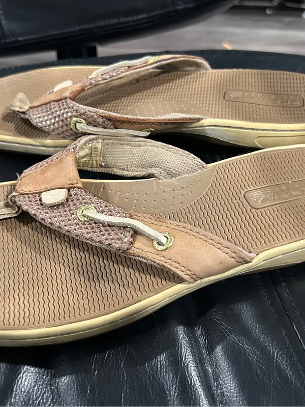 Sperry Brown Tan Mesh Thong Sandals - Image 4
