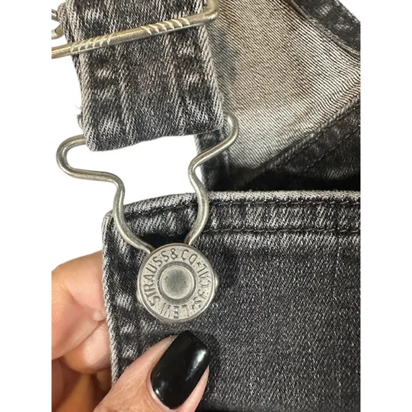 Levi's Black One Piece Carpenter BIB Tapered Leg Denim Jean Overall Women Sz 26 - Image 5
