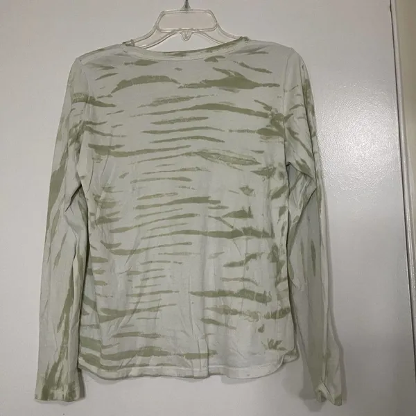 Reformation Jeans Green zebra stripe long sleeve lightweight cotton shirt Small - Image 4