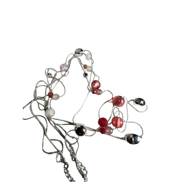 Marked NWT silver and pink beaded layered necklace - Image 13