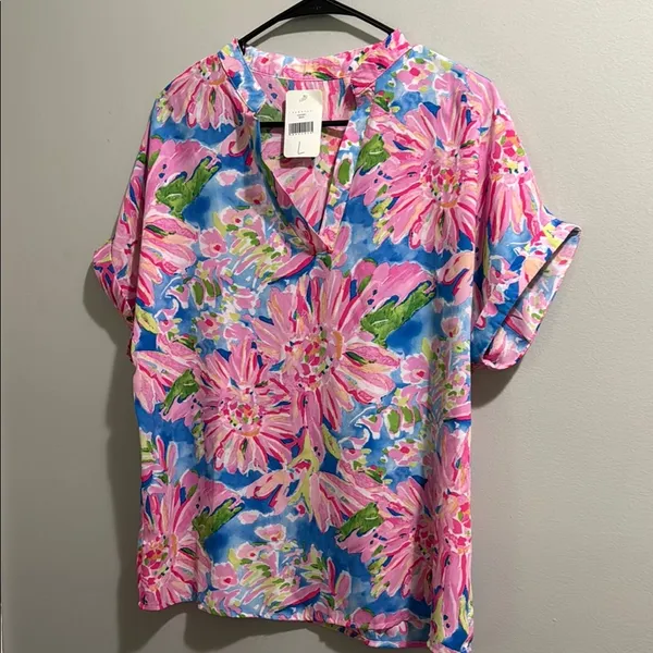 Floral Pink and Blue Women's Top - Image 7