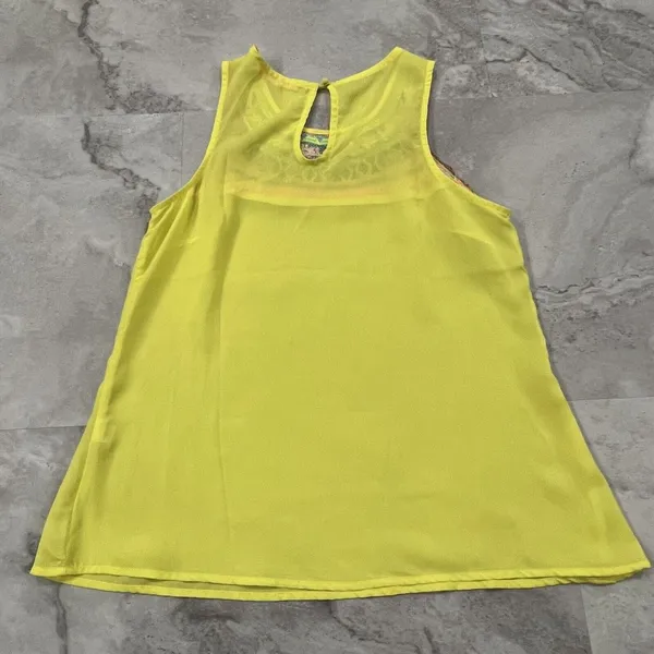 Lulumari Women's Yellow Embroidered Sleeveless Tank‎ Top Size Large L - Image 3