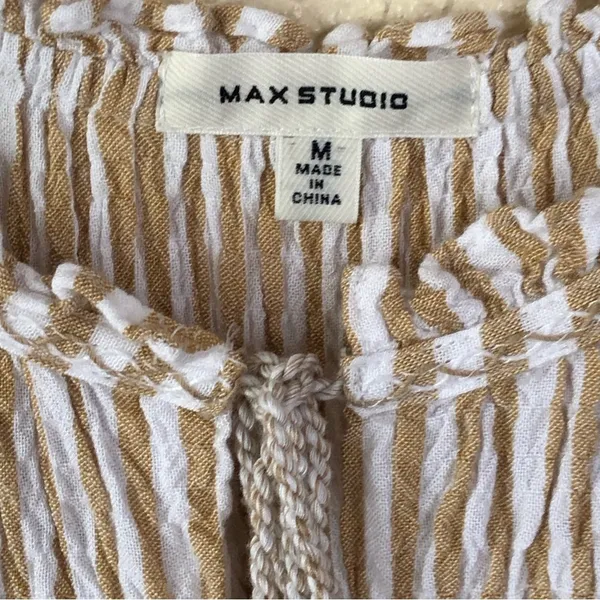 Max Studio Striped Crinkle Blouse M - Image 2