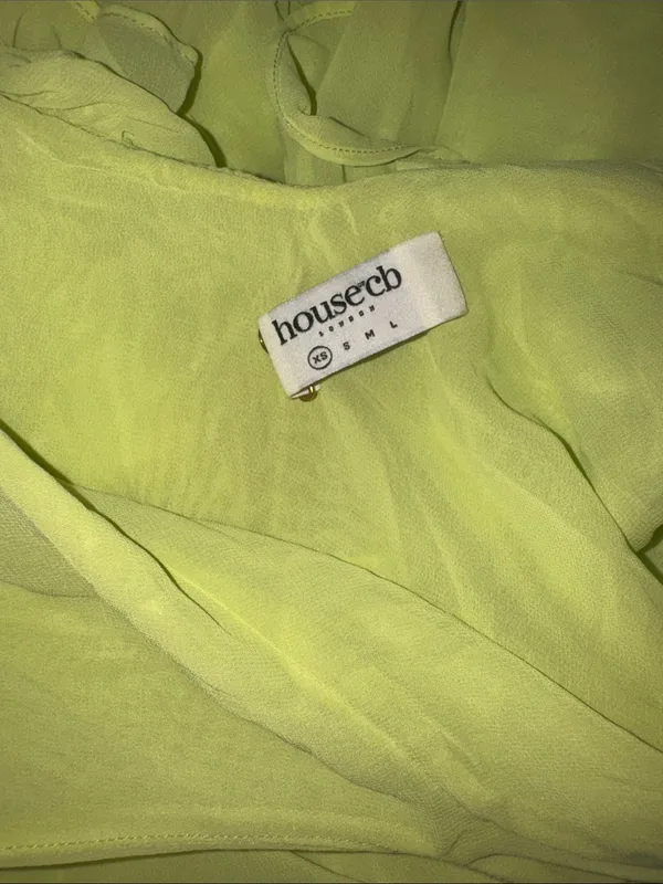 NWOT House of CB Pixie Lime Green Ruffle Maxi Dress sz XS - Image 7