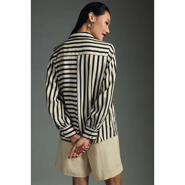 Maeve Anthropologie Silky Striped Buttondown size MP - Image 2