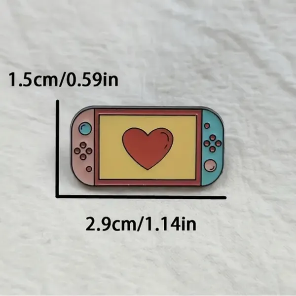 Heart Design Nintendo Switch Gaming Console Enamel Pin Blue - Image 2