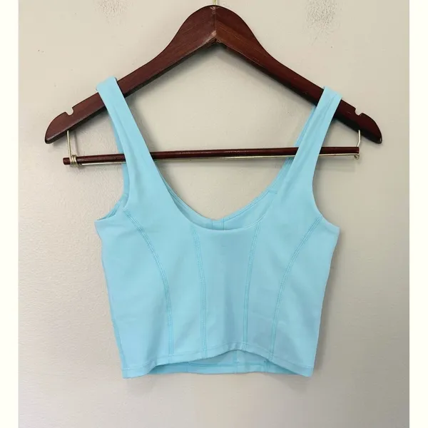Acta Wear Women's Light Blue Flex It Corset V-Neck Crop Tank Top Sz Small NWOT - Image 2