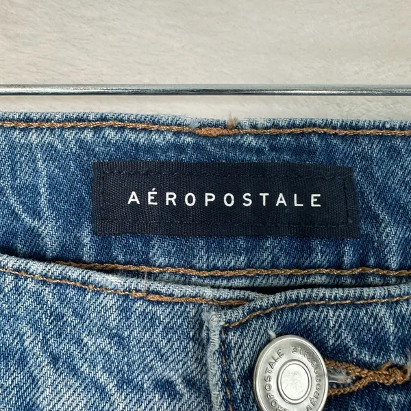 Aeropostale Mom Jeans Medium Wash Distressed Ripped High Rise Denim - Image 3