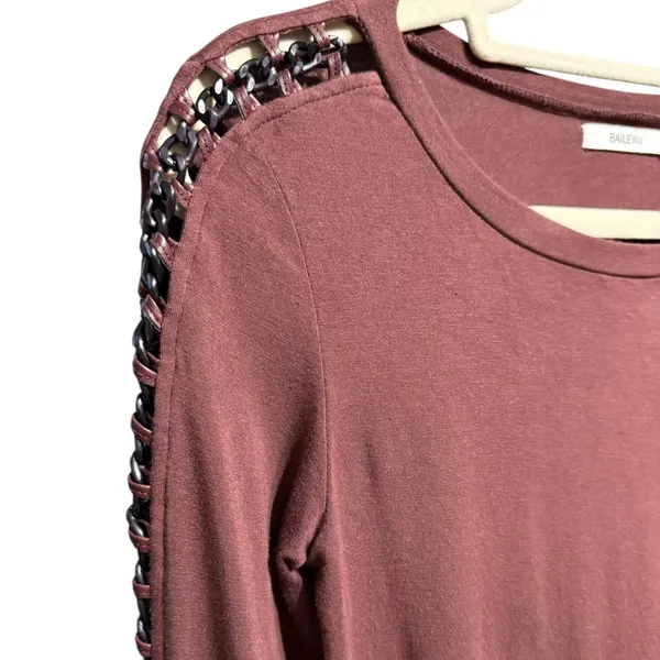 Bailey 44 Burgundy Dress with Black Chain Trim on Arm‎ Sz S *flawed* - Image 6
