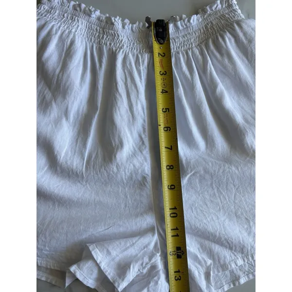 Aerie White Linen Blend Smocked Waist Ruffle Shorts women size S/P - Image 9