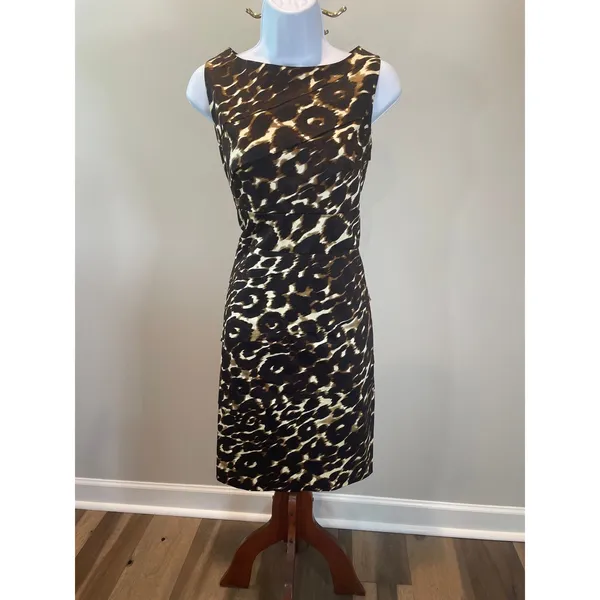 Calvin Klein Animal Print Sheath Dress Size M Sleeveless - Image 6